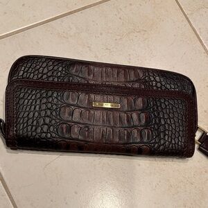 Kenneth Cole Brown and black Crocodile-Embossed Wristlet